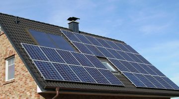 Solar panels on a roof.