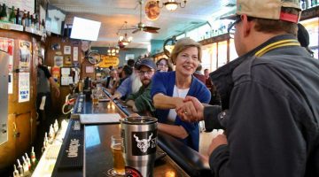 Tammy Baldwin having a beer